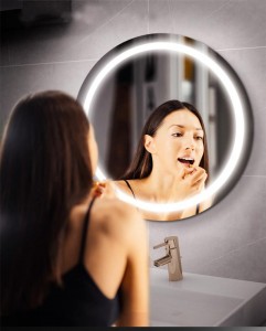 apvalus viešbučio makiažas LED vonios veidrodis