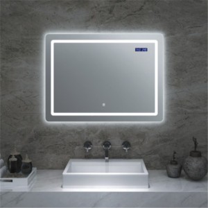 Top Qualitéit China Grousshandel Frameless Heem Dekorativ Smart Toilette Front Surface Spigel LED Buedzëmmer Backlit Liicht Mauer Glas Vanity Mirror