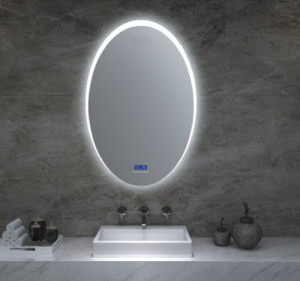 ovālas formas LED pārģērbšanās spogulis viedais spogulis ar Bluetooth