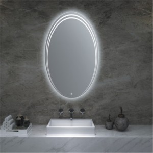 Sapalai OEM Saina Defogging Fa'ata tioata Faletalimalo Fa'aoga High Clear Oval LED Backlit Bathroom Mirror