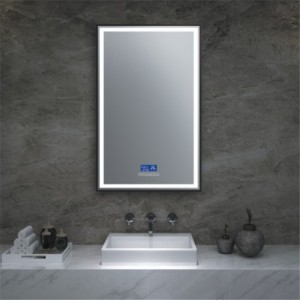 Висококачествено за Китай декоративно монтирано на стена метално огледало за домашна баня с интелигентно LED огледало
