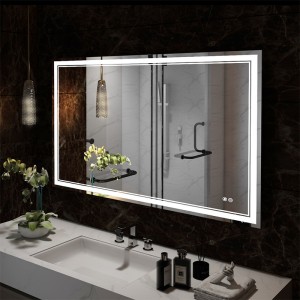Factory China Rectangle Bathroom LED Lighted Makeup Mirror Dimmable Vanity Mirror Anti-Fog Wall Mounted Mirror with Lights